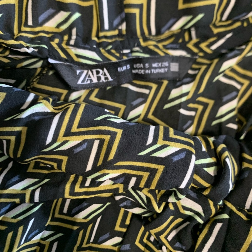 Zara Black and Yellow Geometric Maxi Skirt sz Small